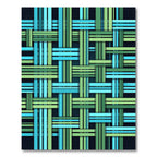 Woven Blue and Green Linear Grid Rug