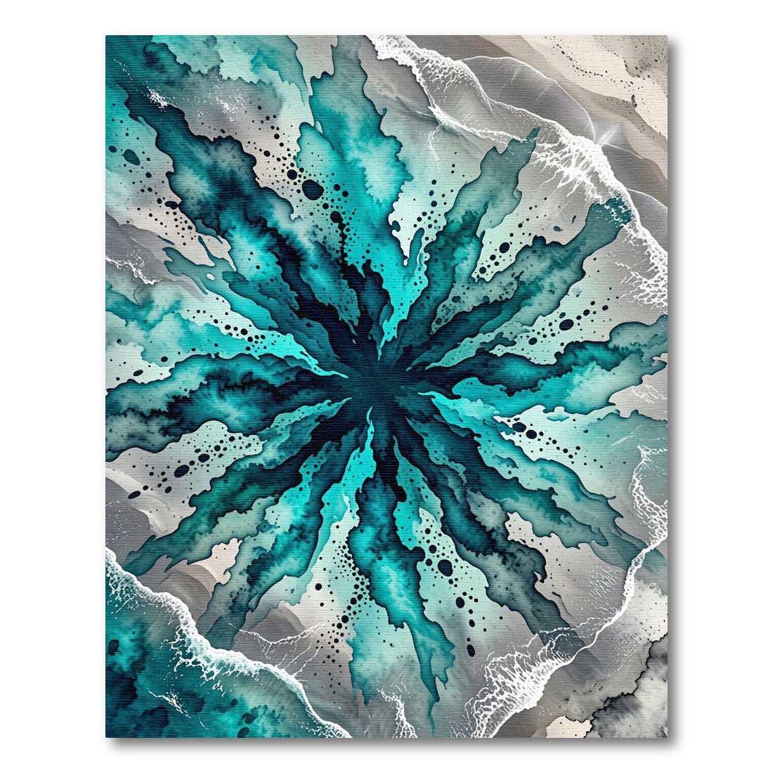Teal Abstract Oceanic Swirl Burst Rug