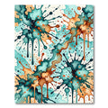 Oceanic Teal Orange Splatter Burst Rug