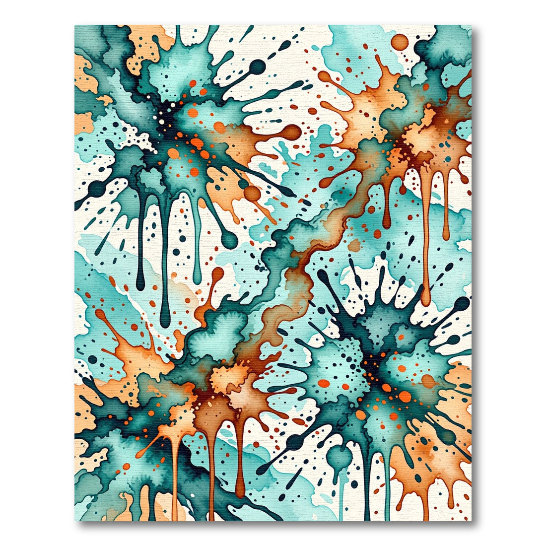 Oceanic Teal Orange Splatter Burst Rug