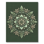 Sage Leaf Scrollwork Floral Medallion Rug