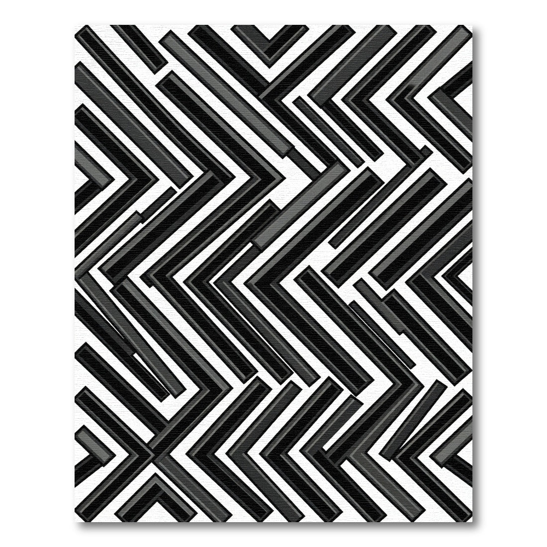 Modern Black Chevron Angle Rug