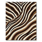 Abstract Brown and White Wavy Texture Rug