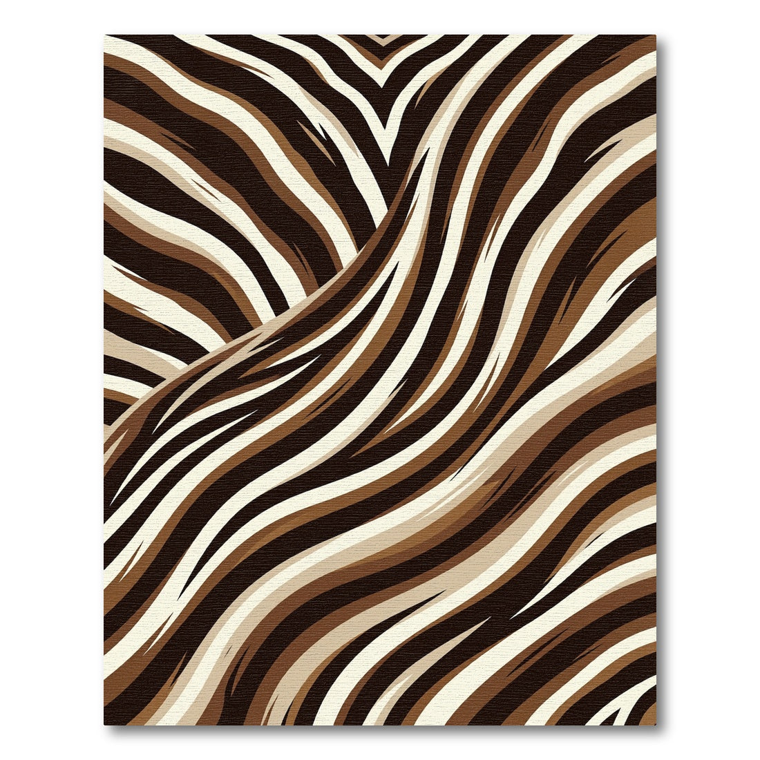 Abstract Brown and White Wavy Texture Rug