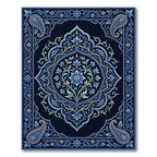 Deep Blue Paisley Floral Medallion Rug