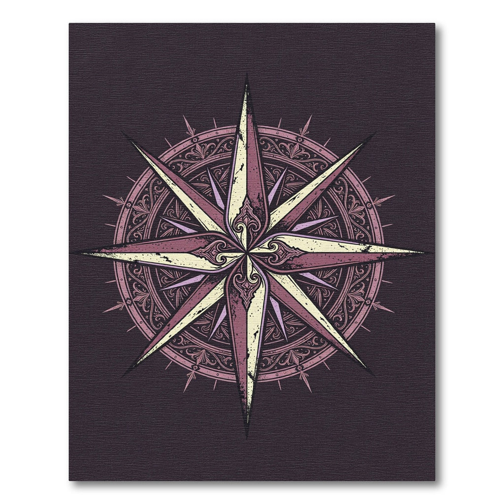 Ornate Dusty Rose Compass Star Rug