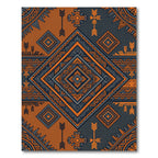 Bold Charcoal and Amber Geometric Totem Rug