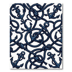 Nautical Navy Blue Anchor Rope Rug