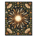 Golden Sunburst Floral Art Deco Rug