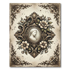 Elegant Cameo Floral Scroll Victorian Artwork Rug