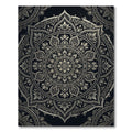 Intricate Black and Gold Floral Mandala Rug