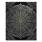 Intricate Black and Gold Floral Mandala Rug