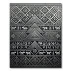 Tribal Silver Black Geometric Animal Rug