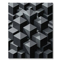 Monochromatic Dark Geometric Cube Pattern Rug