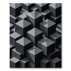 Monochromatic Dark Geometric Cube Pattern Rug