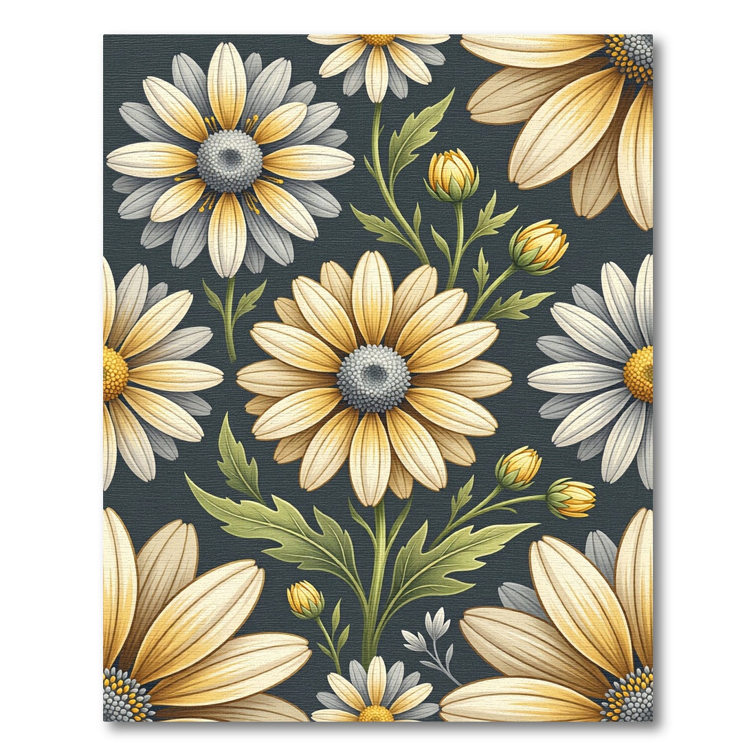Earthy Yellow Daisy Floral Botanical Rug