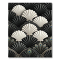 Monochrome Art Deco Seashell Peacock Fan Rug