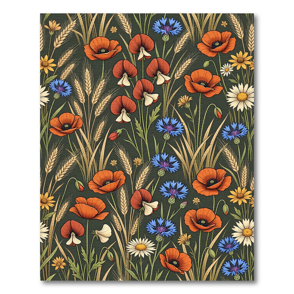 Wildflower Meadow Poppies Cornflowers Wheat Rye Rug