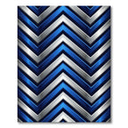 Metallic Blue and Silver Chevron Geometric Rug
