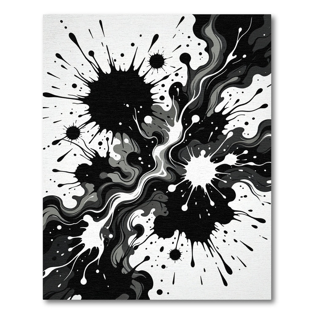 Bold Monochrome Splatter Abstract Rug