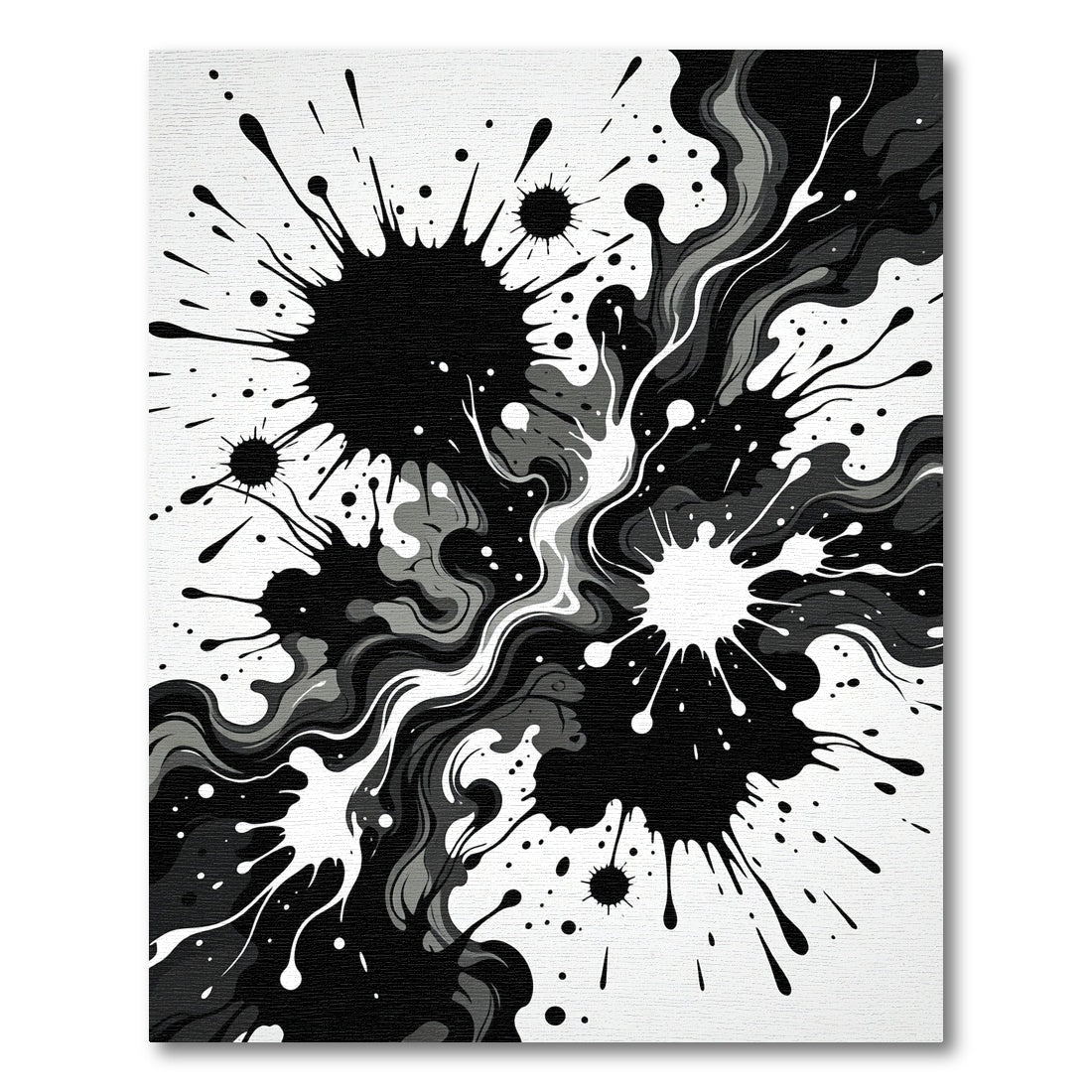 Bold Monochrome Splatter Abstract Rug