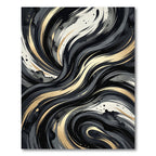 Abstract Black and Gold Swirl Rug