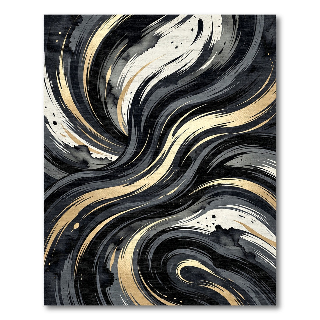 Abstract Black and Gold Swirl Rug