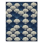 Art Deco Navy Cream Scalloped Shell Rug
