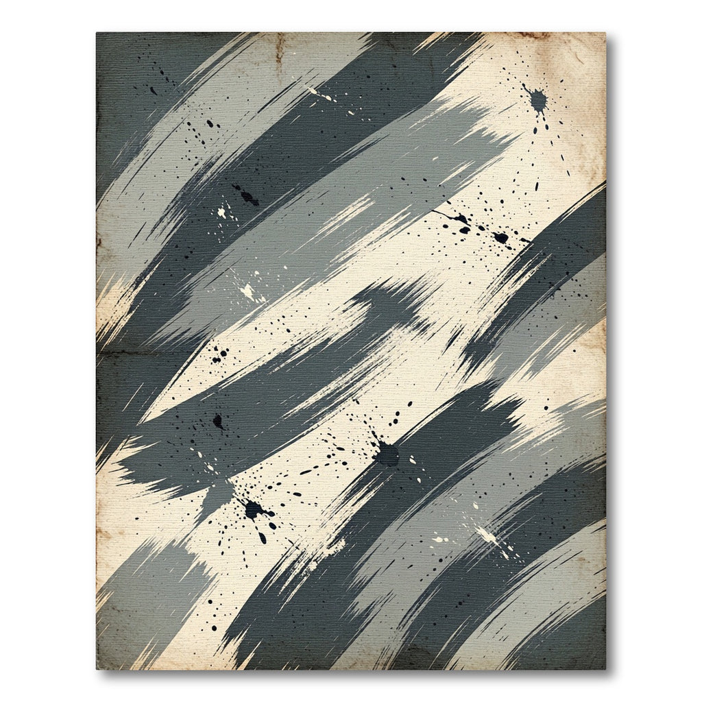 Dark Gray Splatter Brush Strokes Rug