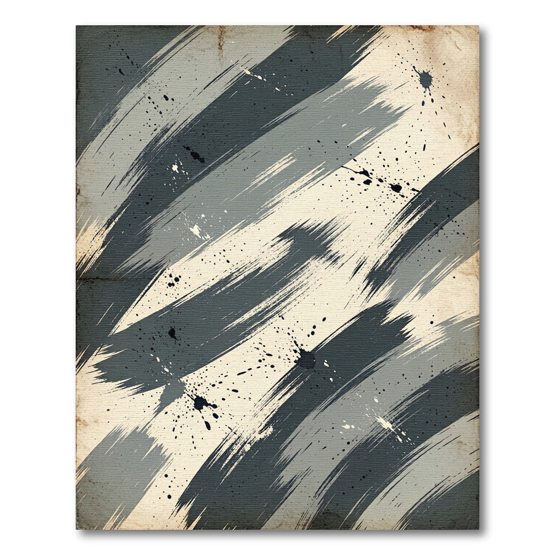 Dark Gray Splatter Brush Strokes Rug