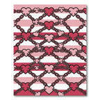 Crimson Pink Heart Chain Stripes Rug