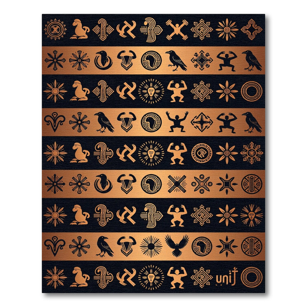 Ancient Metallic Sun Symbol Grid Rug