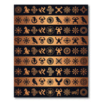 Ancient Metallic Sun Symbol Grid Rug