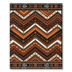 Earthy Copper Chevron Tribal Geometric Rug