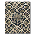 Elegant Cream Palm Art Deco Arch Rug