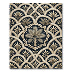 Elegant Cream Palm Art Deco Arch Rug