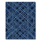 Navy Blue Interlocking Geometric Diamond Grid Rug