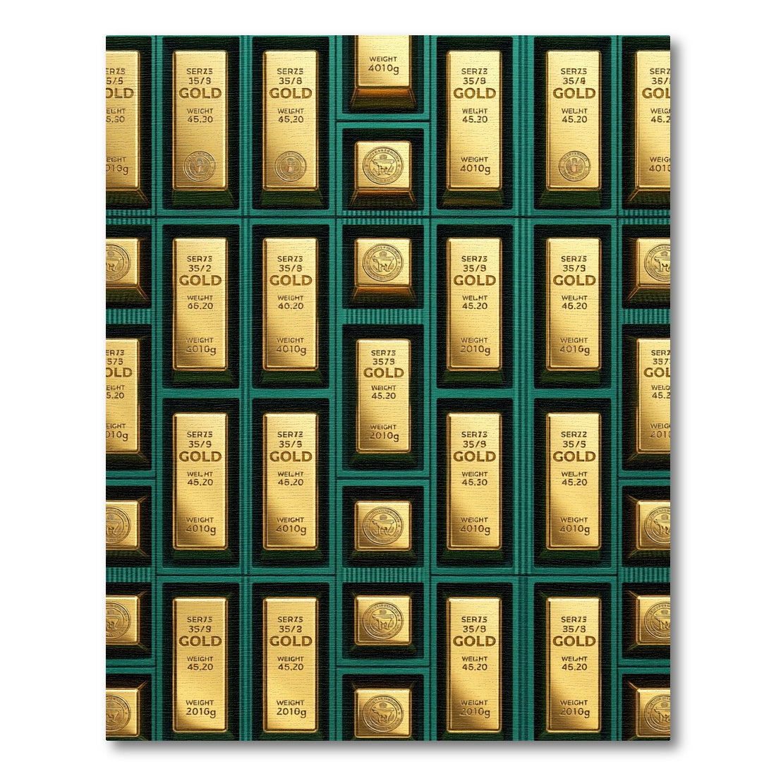 Opulent Metallic Gold Bar Grid Rug