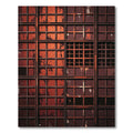 Distressed Red Grid Industrial Rug