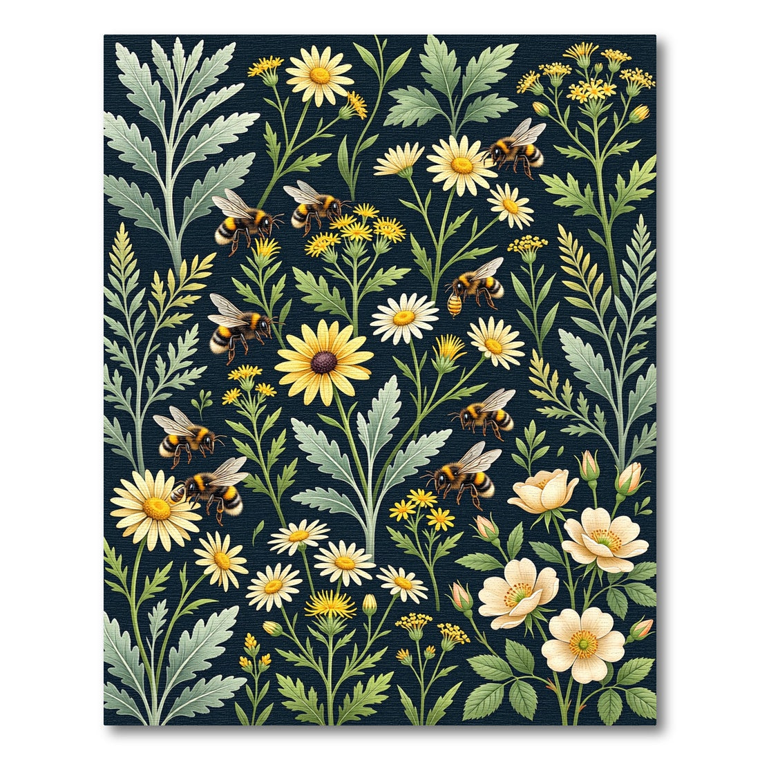 Bumblebee and Wildflower Botanical Meadow Rug
