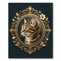 Ornate Gold Framed Tabby Cat Portrait Rug