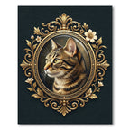 Ornate Gold Framed Tabby Cat Portrait Rug