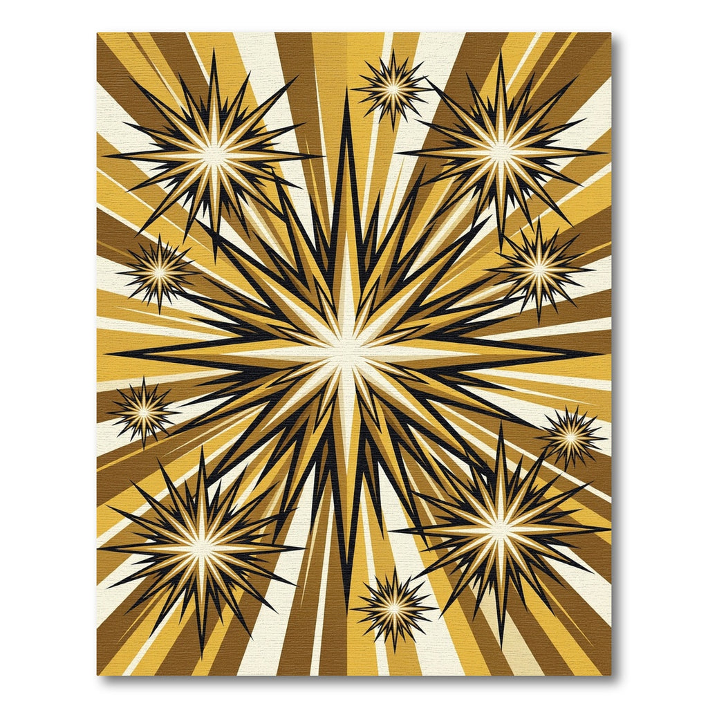 Radiant Golden Sunburst Geometric Art Rug