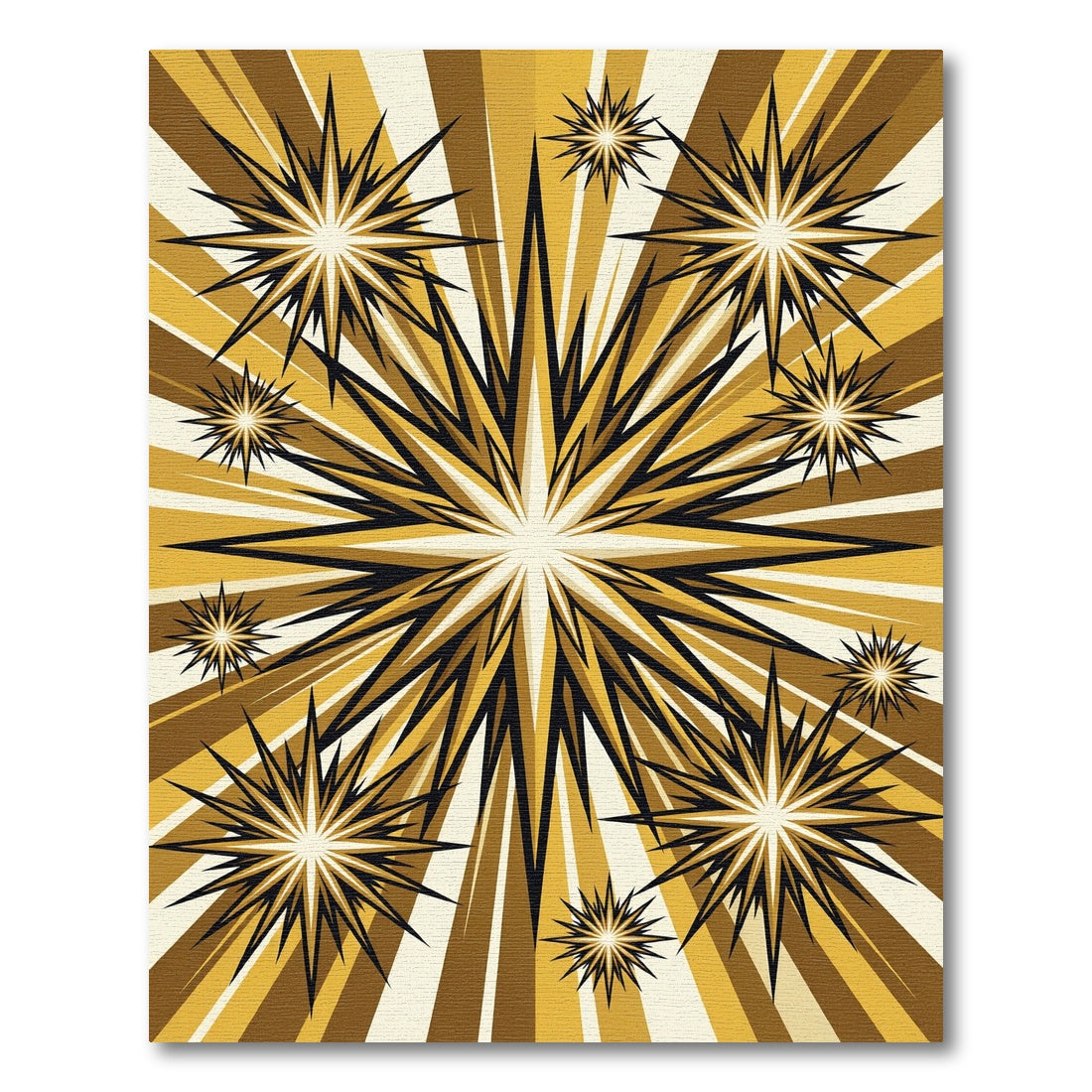 Radiant Golden Sunburst Geometric Art Rug