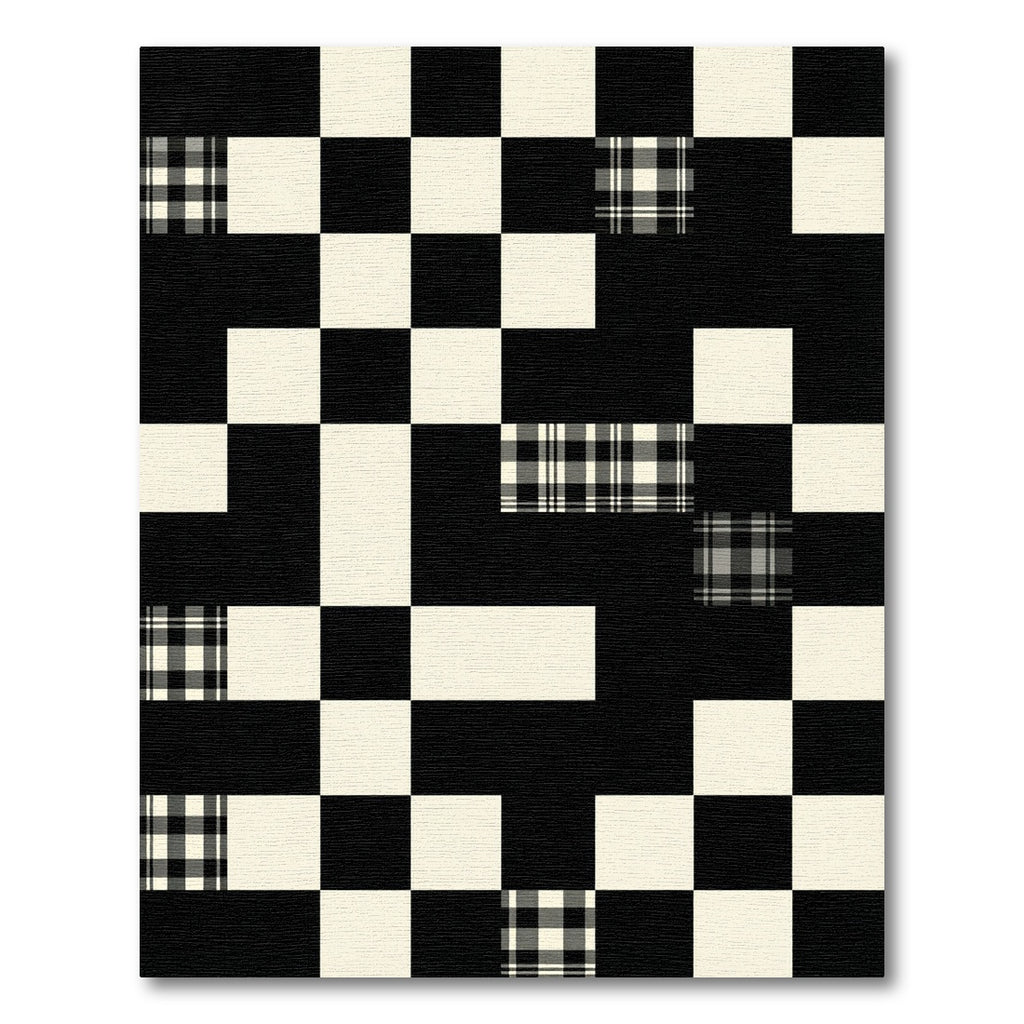 Modern Monochrome Black White Checkered Plaid Rug