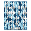 Sophisticated Blue Metallic Geometric Diamond Rug