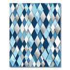 Sophisticated Blue Metallic Geometric Diamond Rug