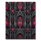Gothic Crimson Cathedral Arch Geometric Rug