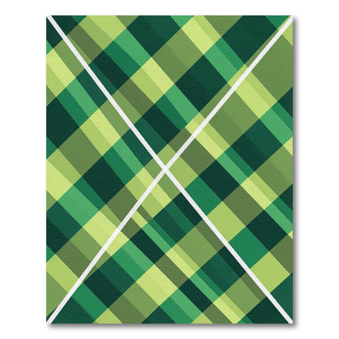 Geometric Kelly Green Diagonal Plaid Rug