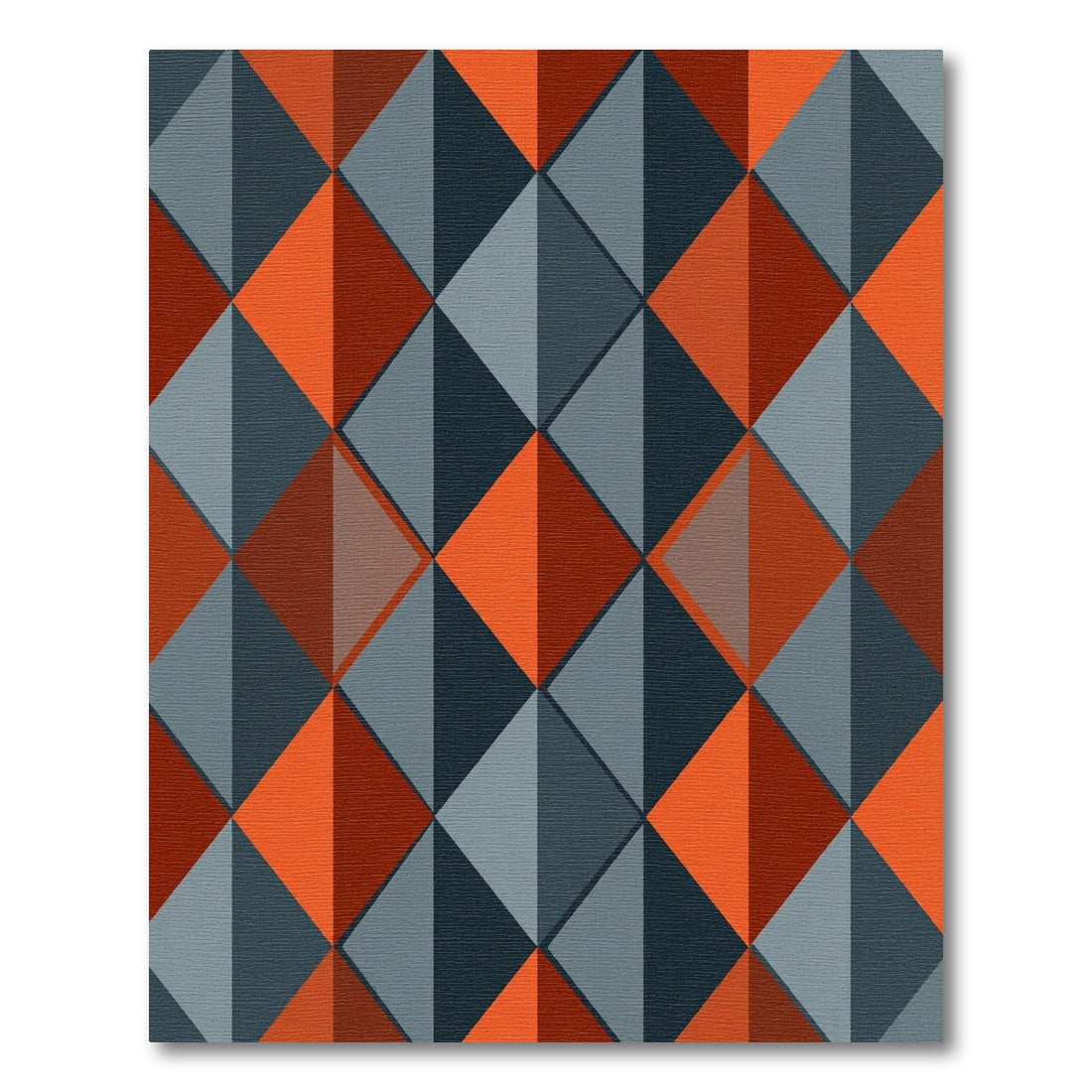 Bold Orange Gray Diamond Tiling Rug